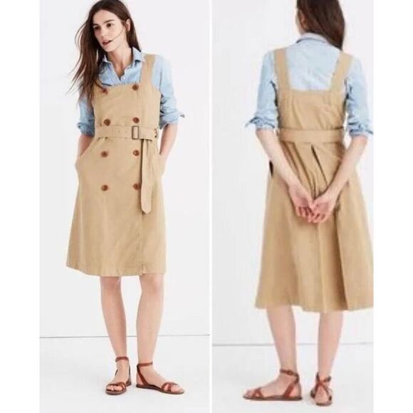 Madewell Dresses & Skirts - Madewell Mini Dress Womens 0 Beige Sleeveless Double Breasted Strapped Stylish